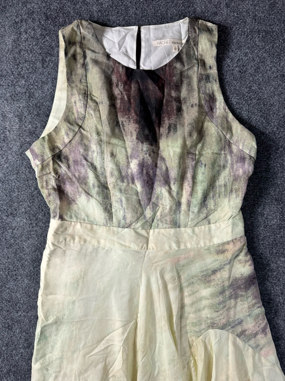 RACHEL Rachel Roy Green and Purple Watercolor Sleeveless Jumpsuit